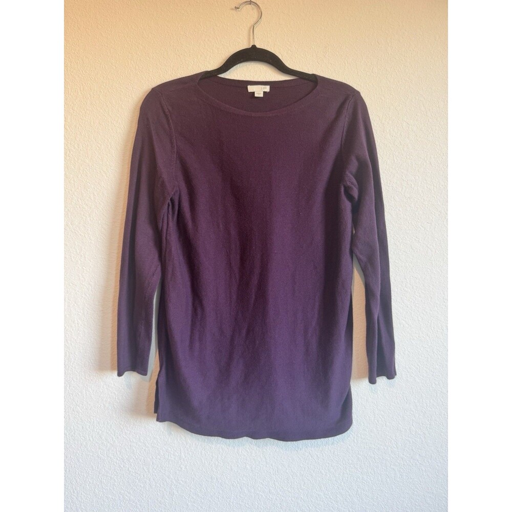 J.Jill Women's Purple Round Neck Long Sleeve Pullover Knit Sweater Small